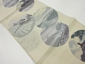 丸に田園風景模様織出し袋帯